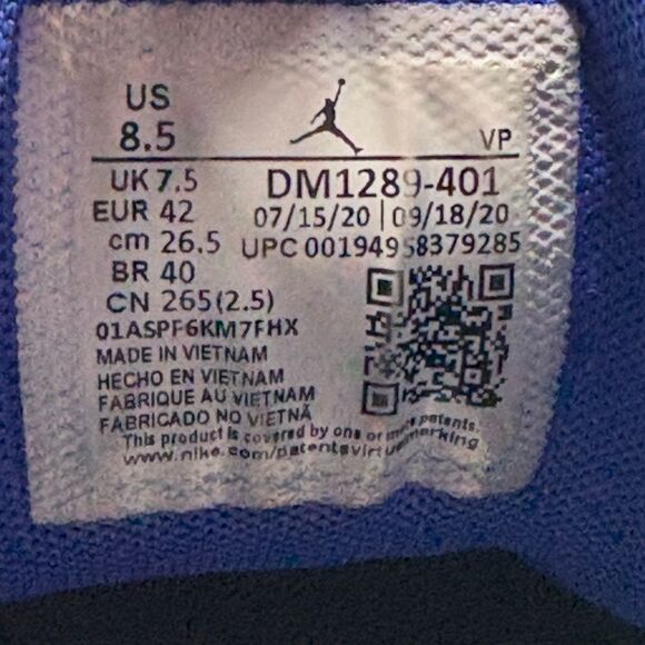 Size 8.5 - Men’s Nike Jordan Why Not Zer0.4 blue shoes - Picture 9 of 9